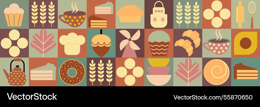 Bakery bread pattern abstract geometric Vector Image