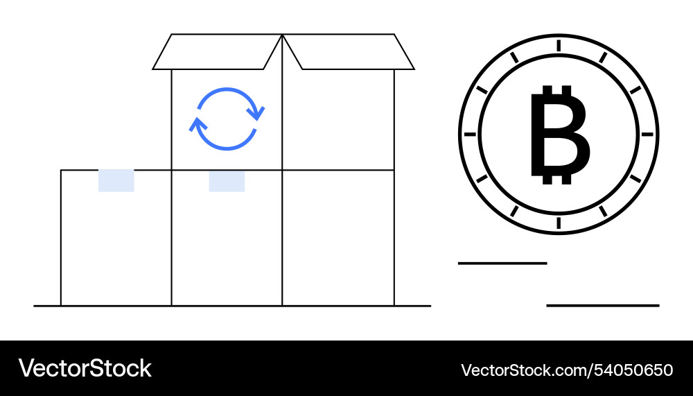Crypto logistics concept with open boxes Crypto logistics concept with open boxes vector image