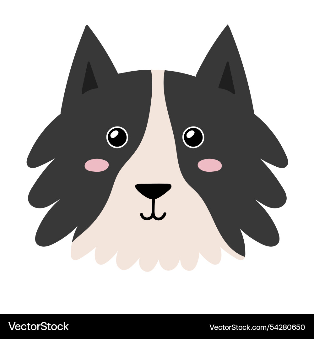 Cute dog face in cartoon style sheepdog character Vector Image