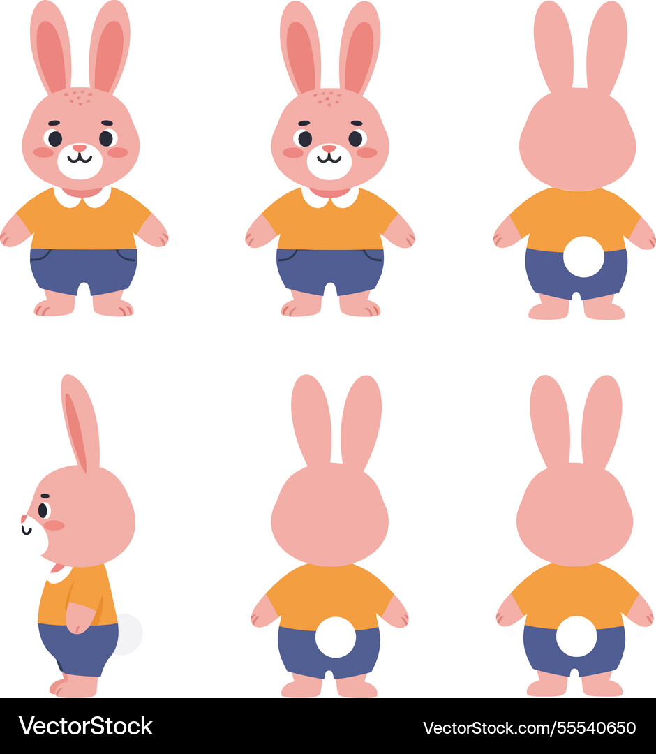 Cute rabbit character design in flat style Vector Image