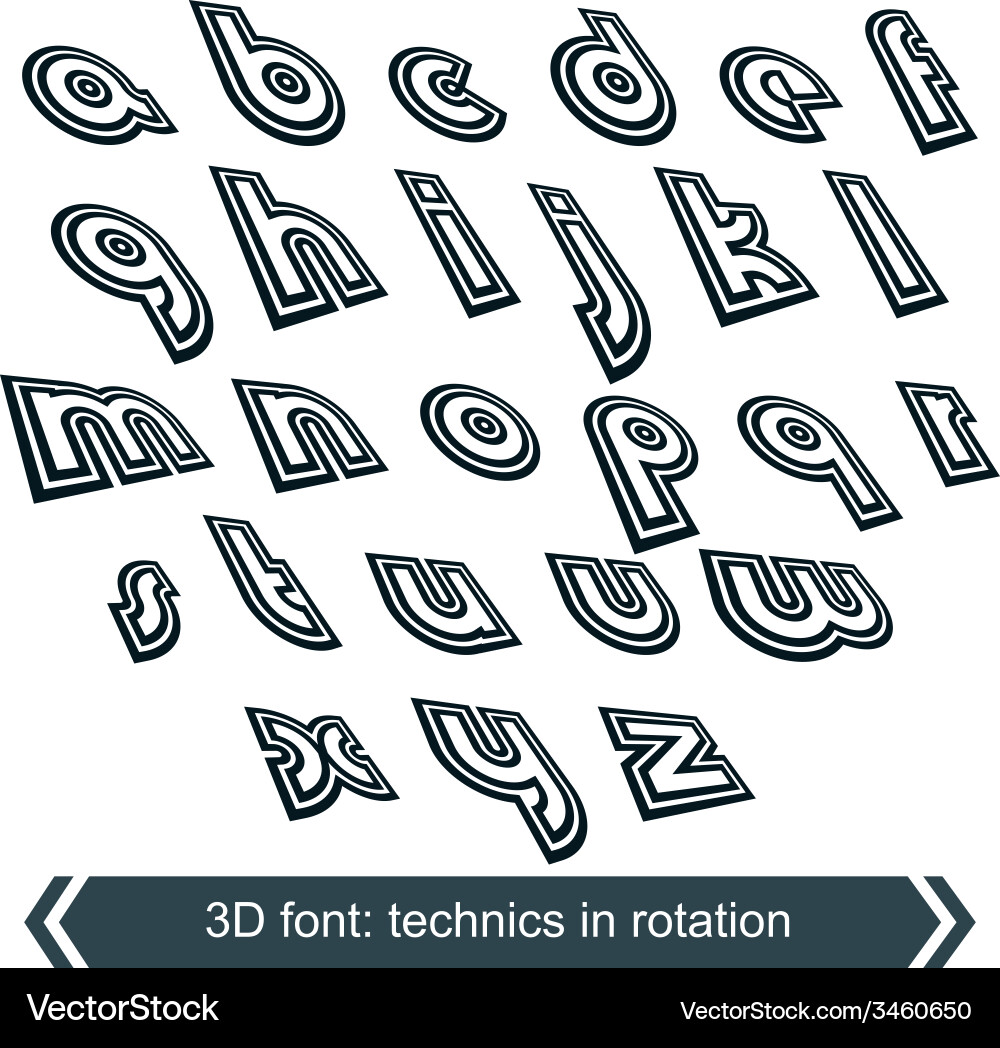 Geometric typescript in rotation 3d small vector image