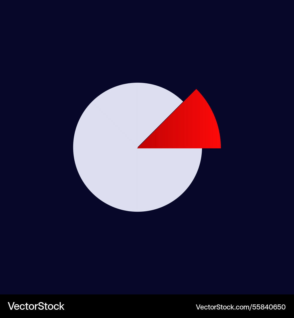 Gray circle with red triangle segment creating vector image