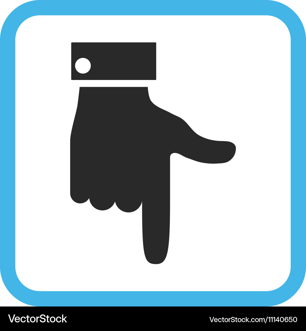 Hand pointer down icon in a frame vector image