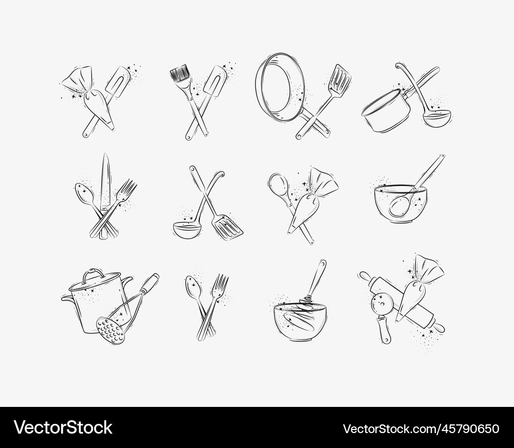 Kitchenware for cooking and bakery Kitchenware for cooking and bakery vector image