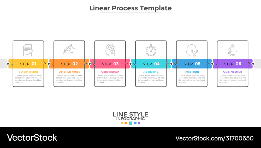 Linear Progress Infographic Template Vector Image