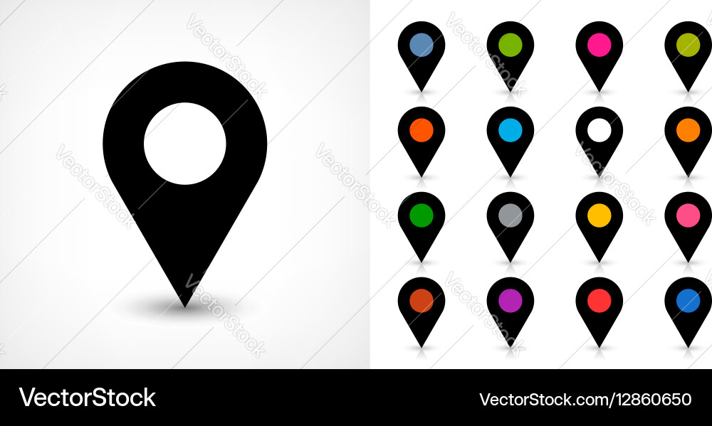 Map pin sign location icon with drop shadow vector image