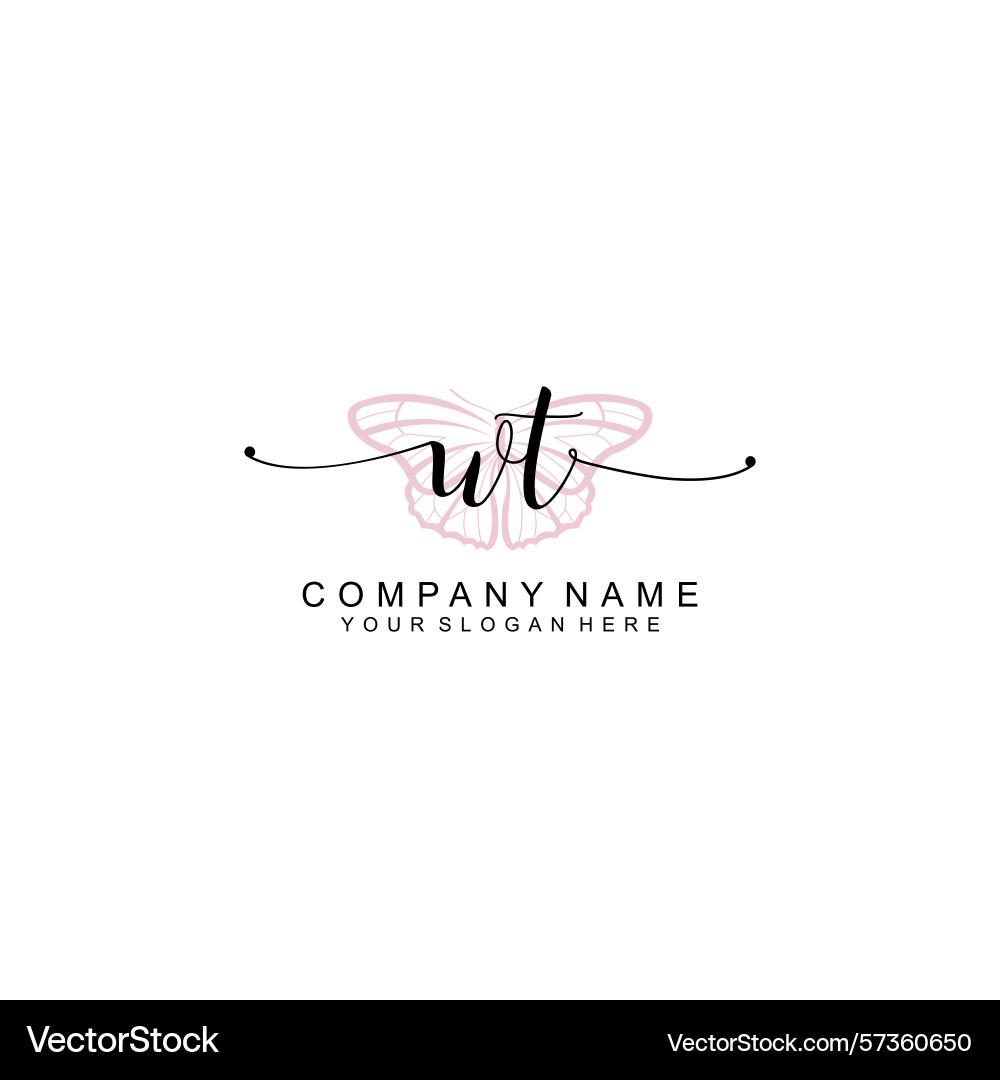 Minimalist handwritten wt initial logos with soft Minimalist handwritten wt initial logos with soft Vector Image