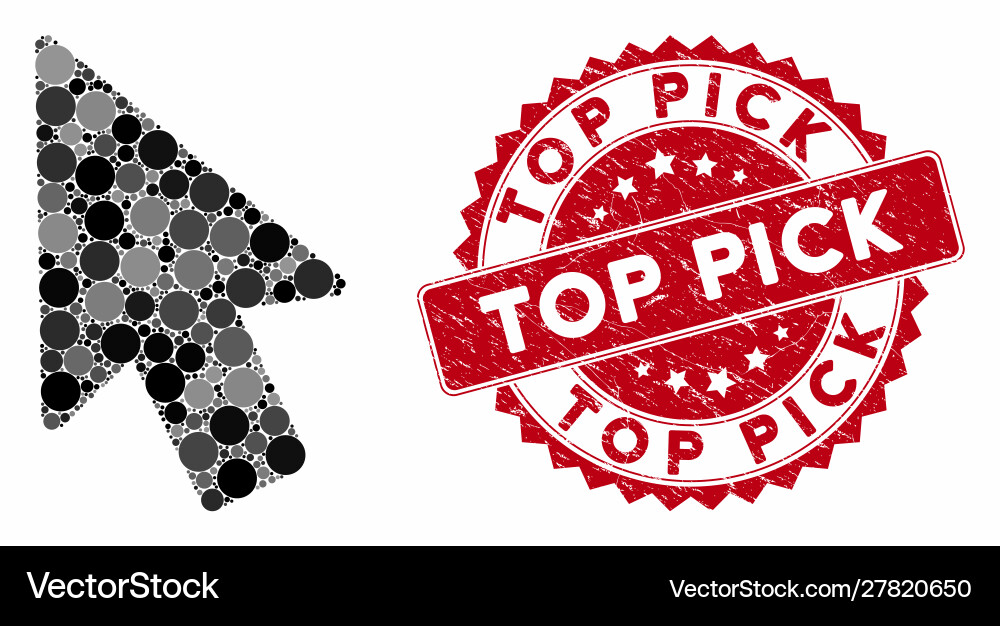 Mosaic mouse pointer with textured top pick seal Vector Image