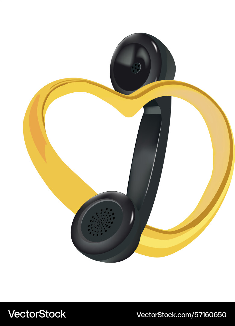 Phone receiver creating heart shape symbolizing Vector Image