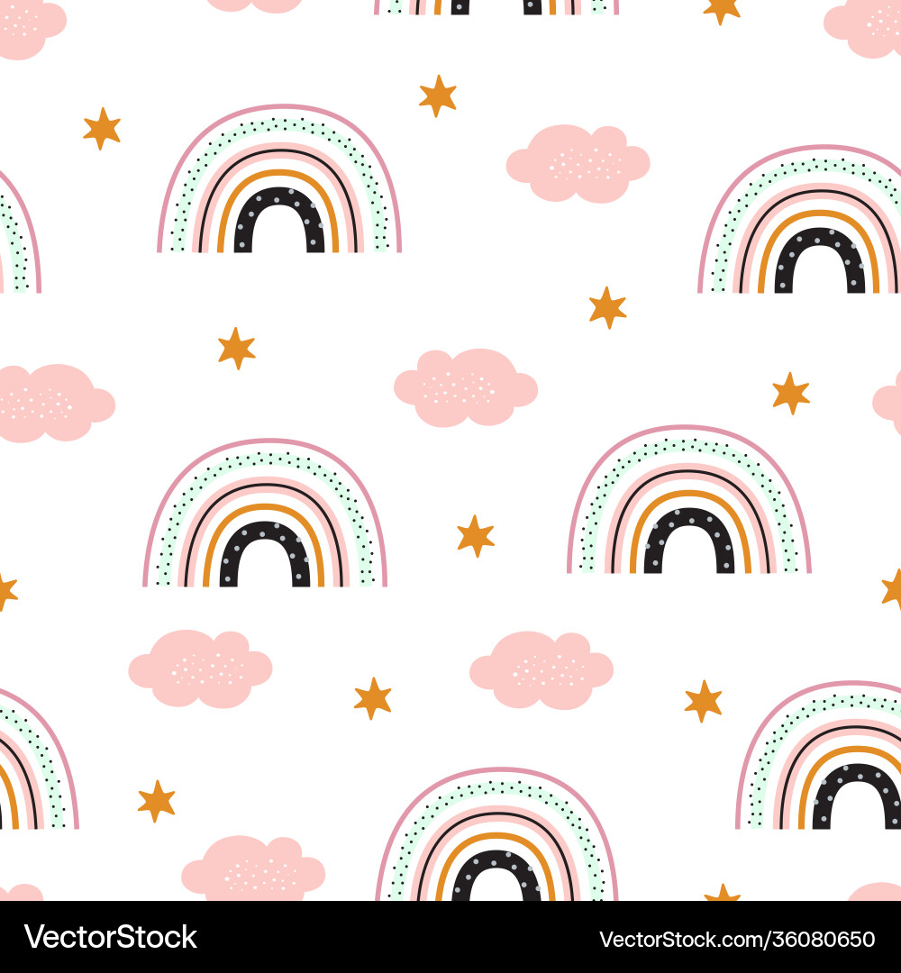Rainbow Cloud Seamless Pattern vector image