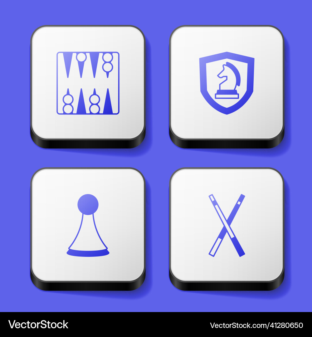 Set backgammon board chess chip for game Vector Image