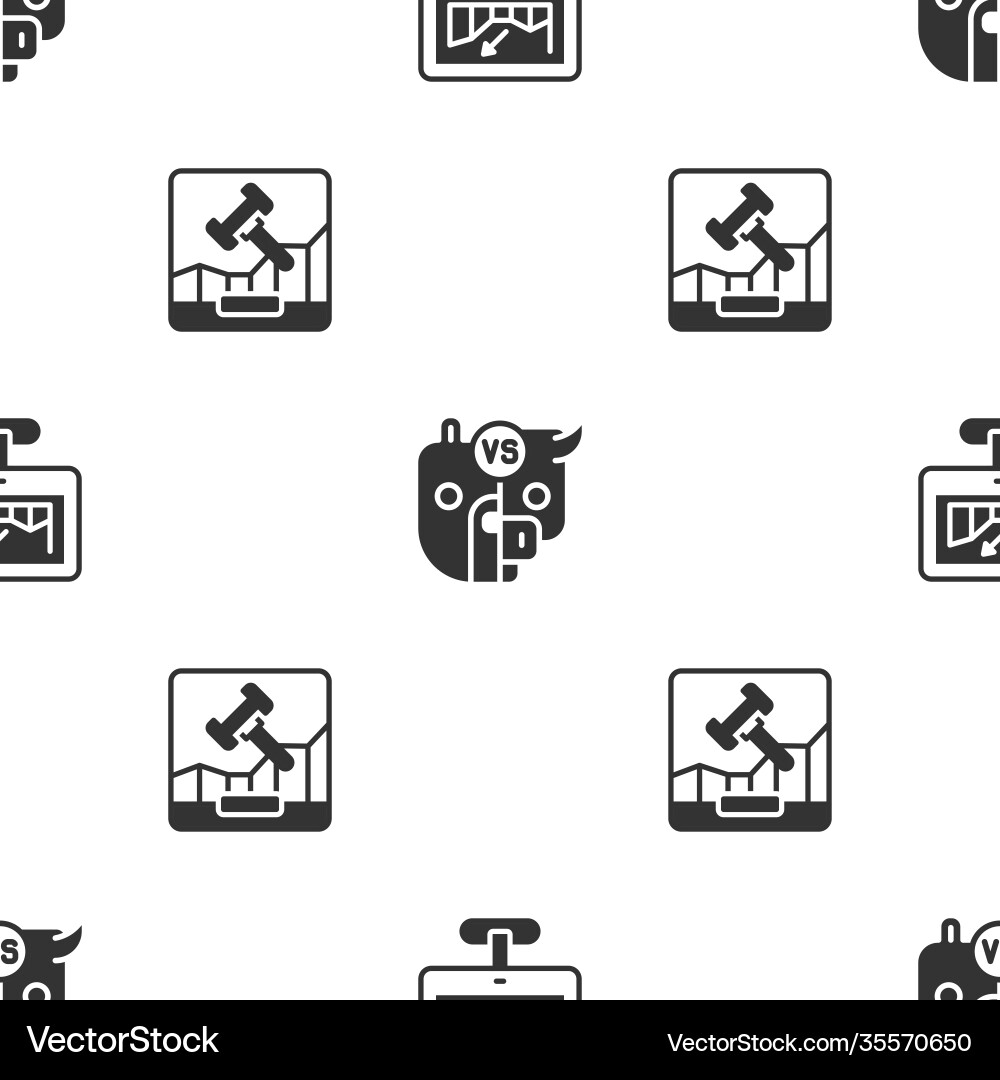 Set computer with growth graph bull and bear Set computer with growth graph bull and bear vector image