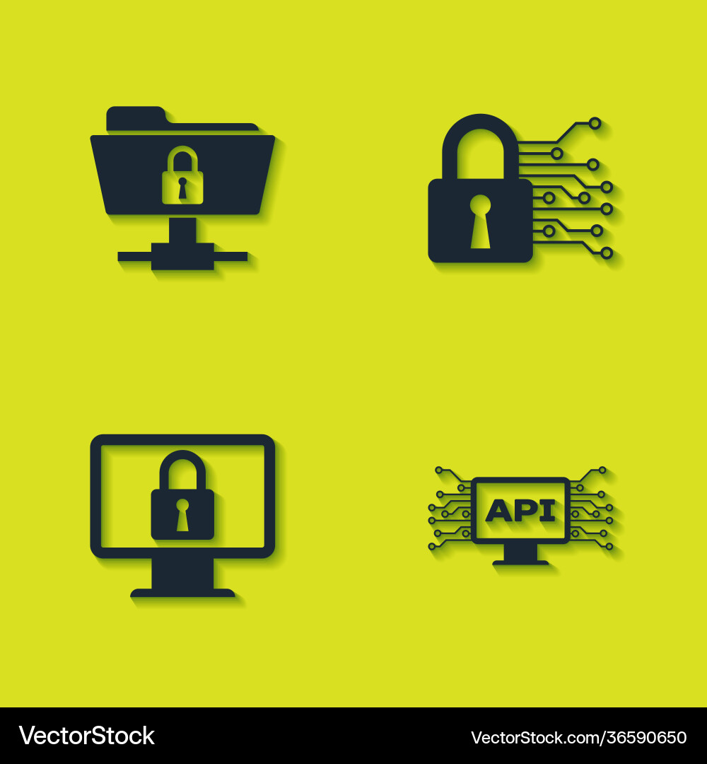 Set ftp folder and lock computer api interface Set ftp folder and lock computer api interface vector image