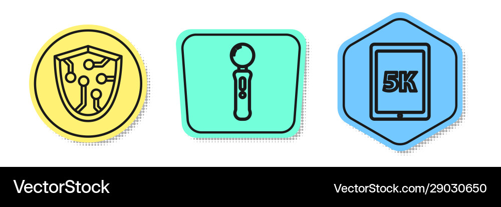 Set line cyber security gamepad and tablet Vector Image