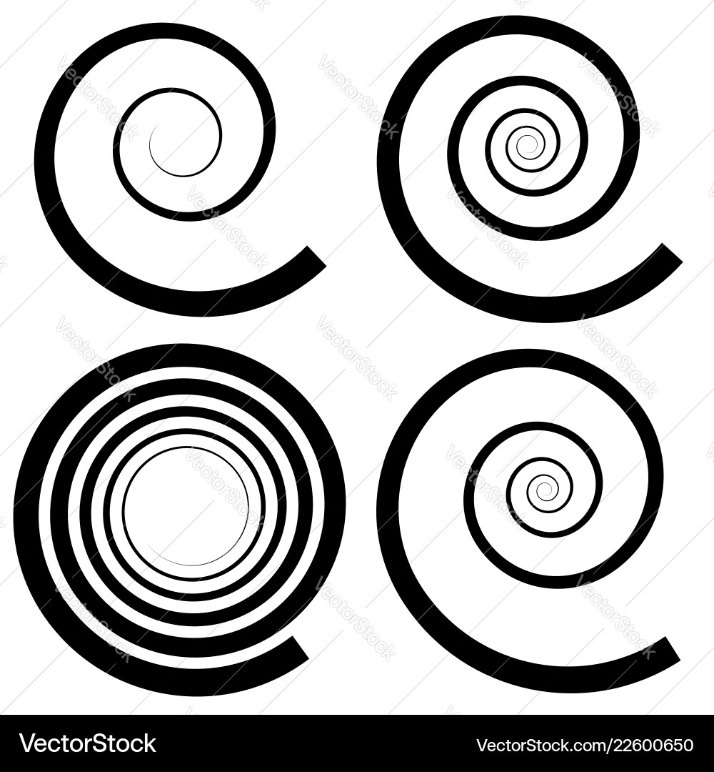 Set of 4 spiral shape design elements Set of 4 spiral shape design elements vector image