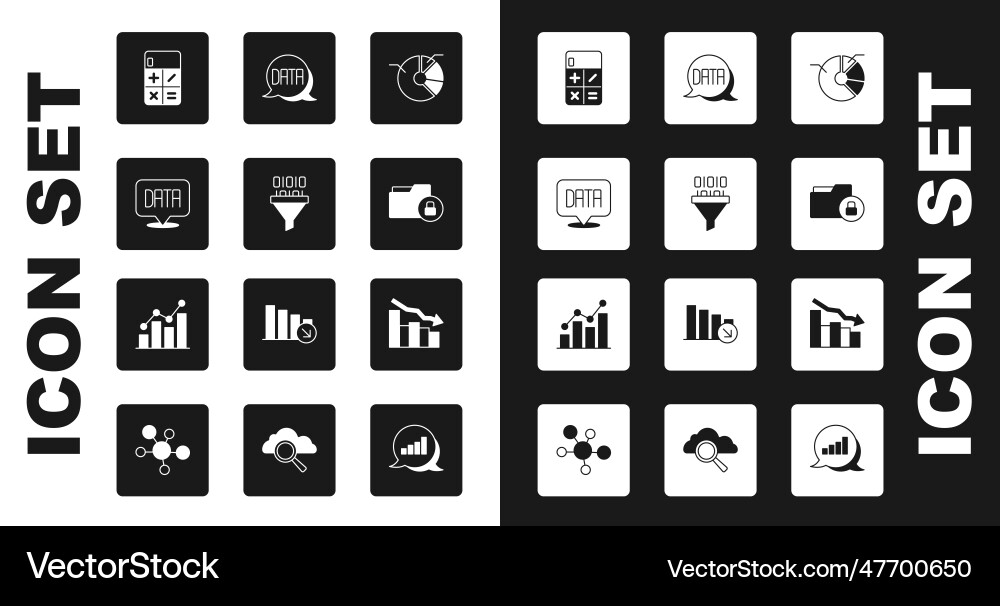 Set pie chart infographic binary code data vector image