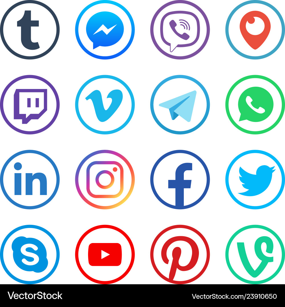 Social media icons popular web Social media icons popular web vector image