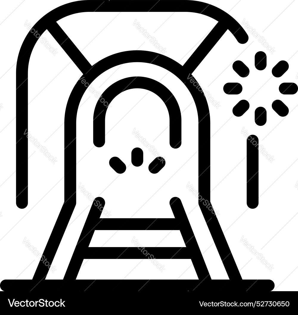 Train entering tunnel with warning signal Train entering tunnel with warning signal Vector Image