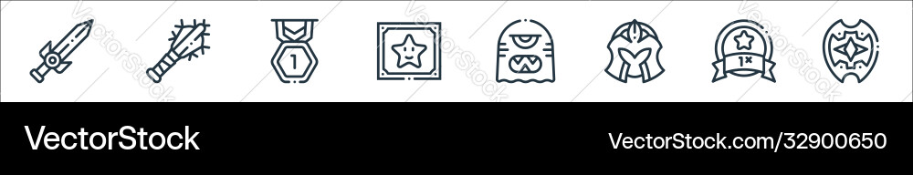 Videogame elements line icons linear set quality Videogame elements line icons linear set quality vector image