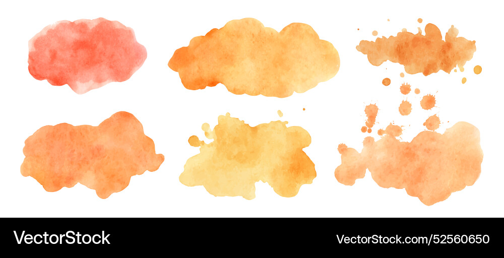 Watercolor blobs backgrounds textures warm Vector Image