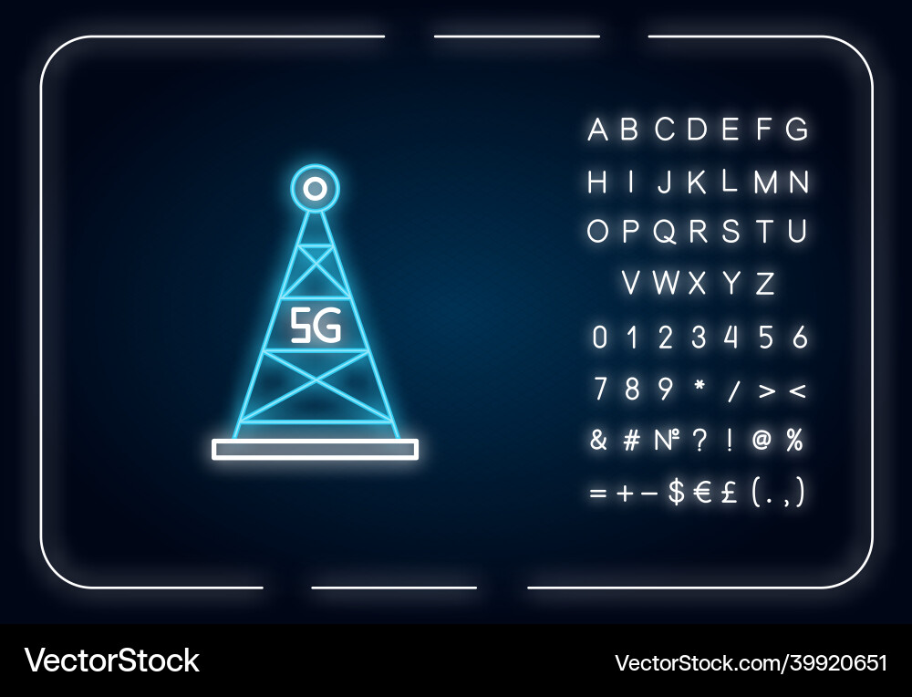 5g Zellturm Neonlicht-Symbol-Antennensignal schnell 5g Zellturm Neonlicht-Symbol-Antennensignal schnell vektorbild