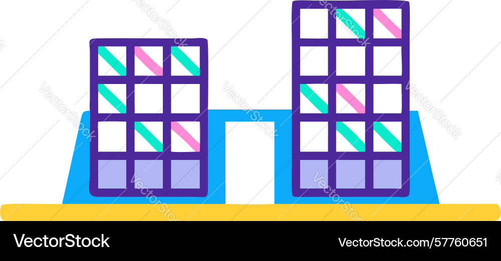Abstract grid pattern building icon - futuristic vector image