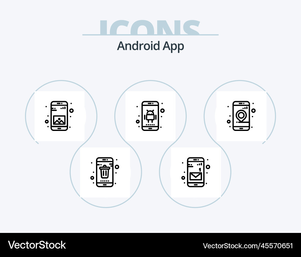 Android app line icon pack 5 design mobile Vector Image