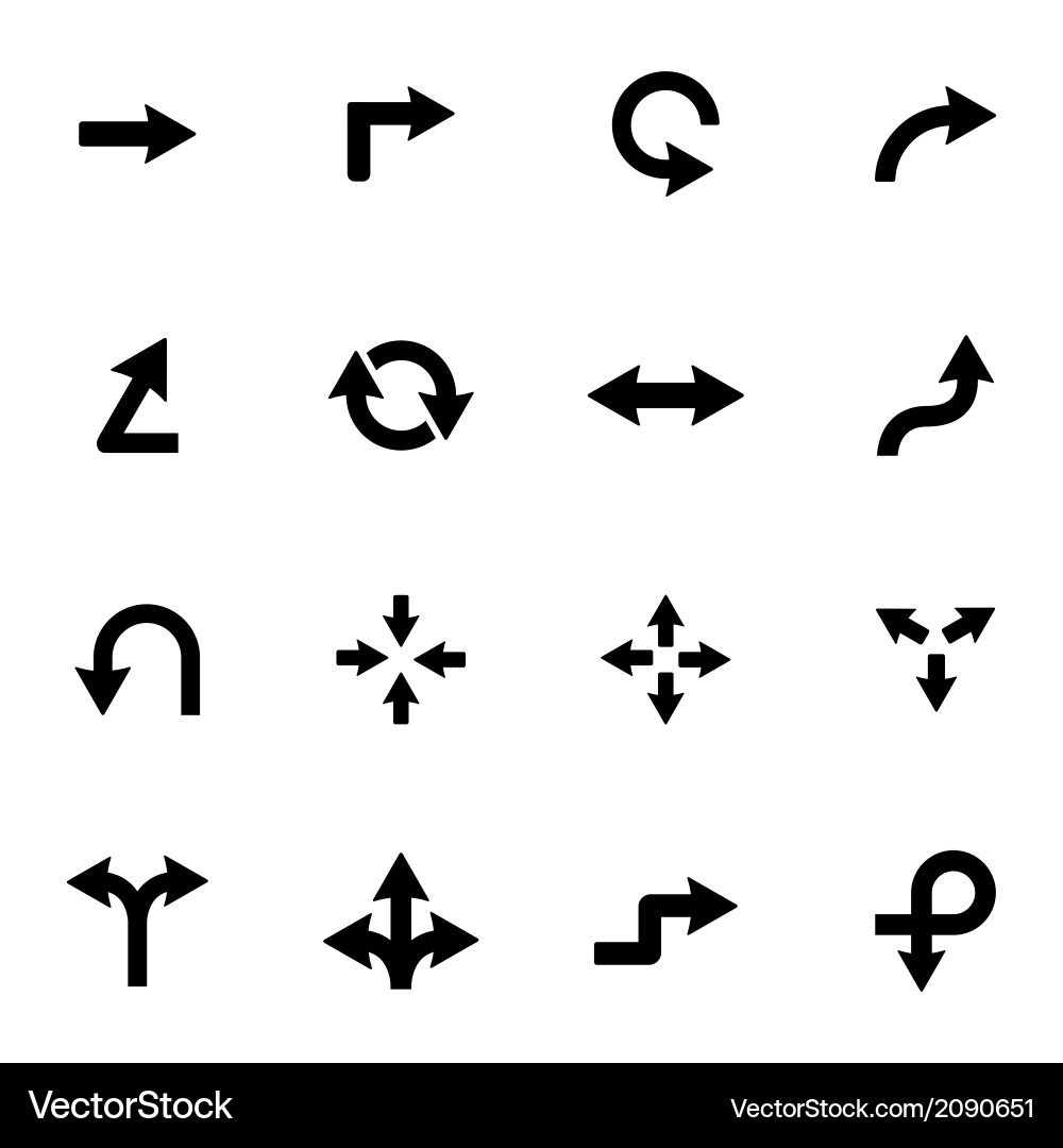 Black Arrow Icons Set Vector Image
