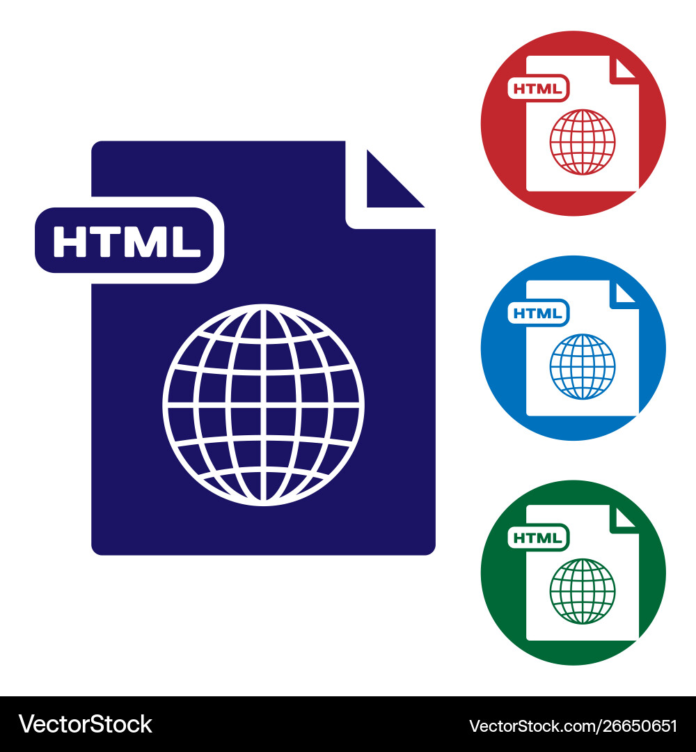 Blue html file document download button icon Blue html file document download button icon vector image
