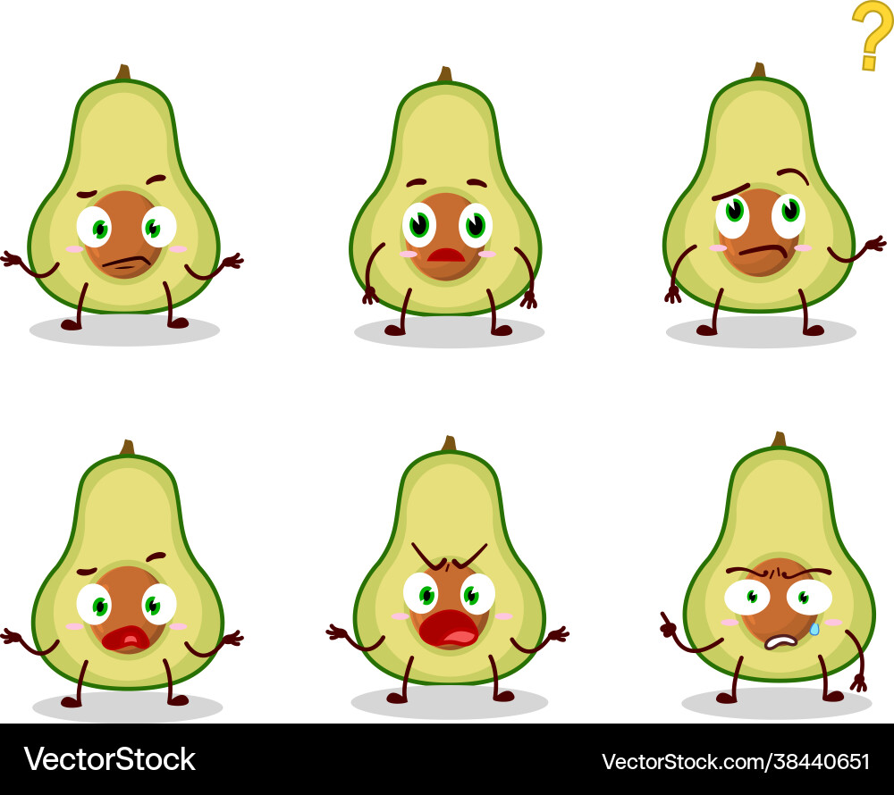 Character slice avocado with what expression Character slice avocado with what expression Vector Image