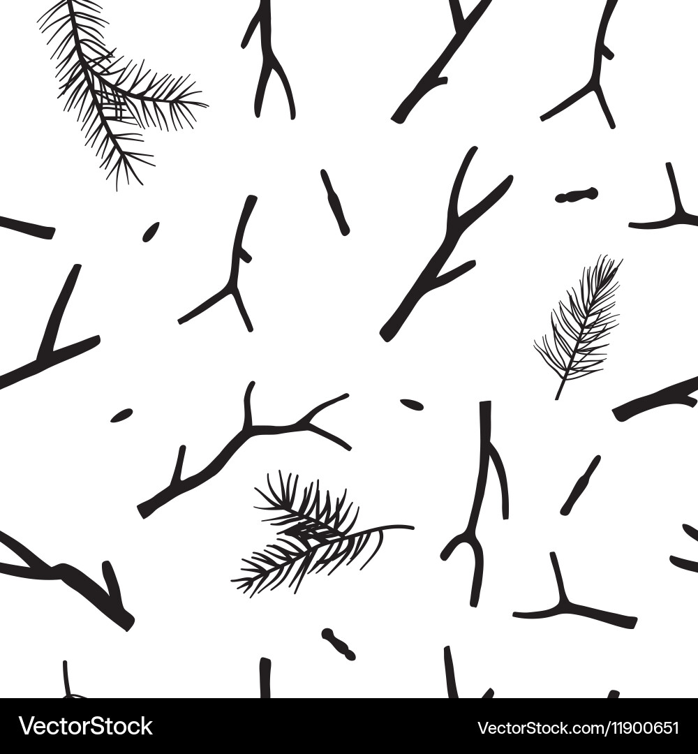 Christmas rustic seamless pattern with branch Vector Image