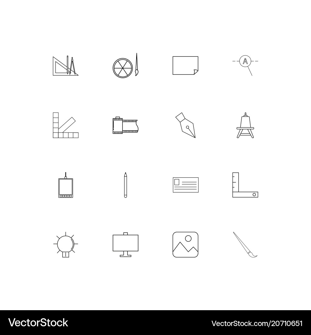 Creative process and design simple linear icons vector image
