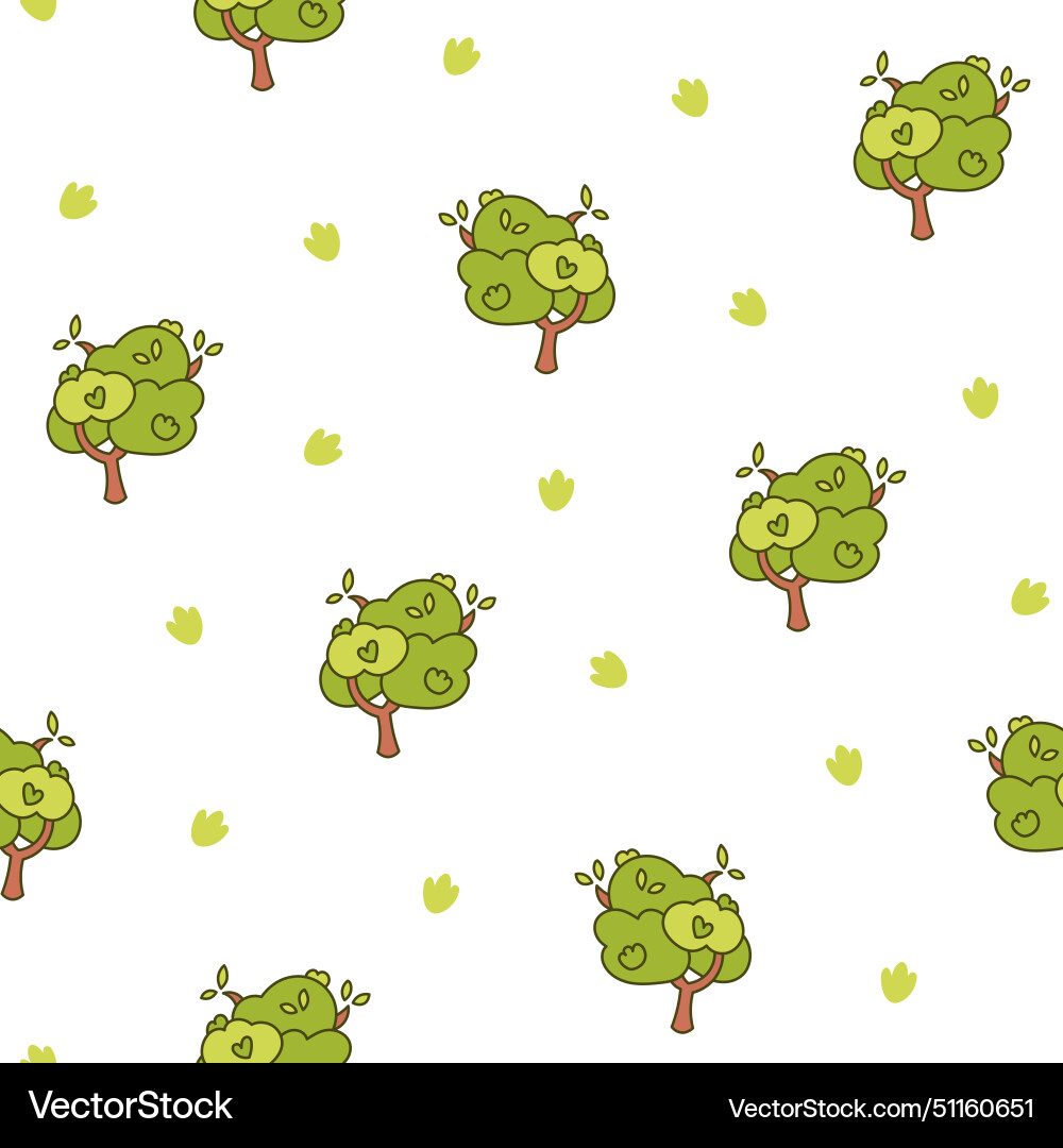 Deciduous tree seamless pattern forest flora vector image