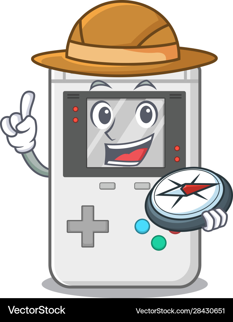 Handheld game scroll a stylized explorer Handheld game scroll a stylized explorer Vector Image