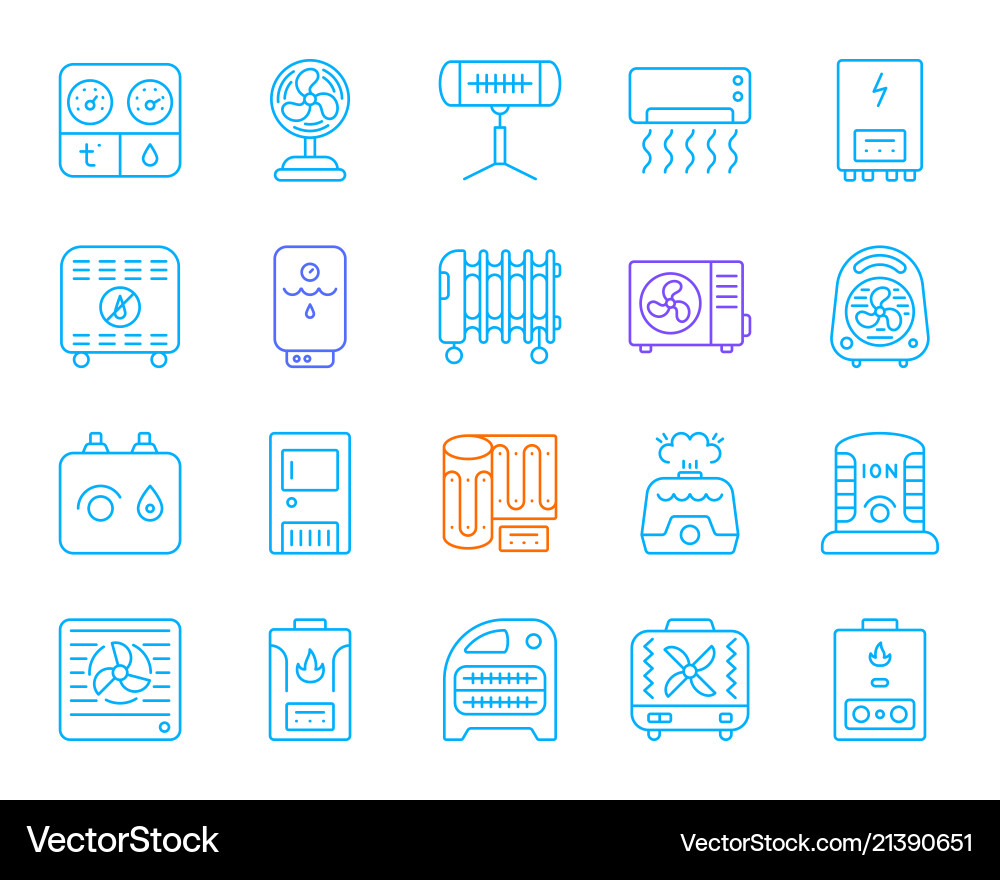Hvac simple color line icons set Hvac simple color line icons set vector image