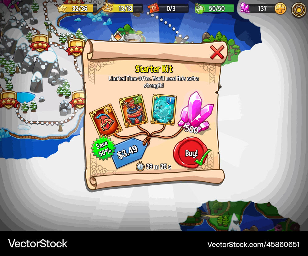 Komplettes Set von Level-Taste Spiel ui Pop-up-Symbol Vektorbild