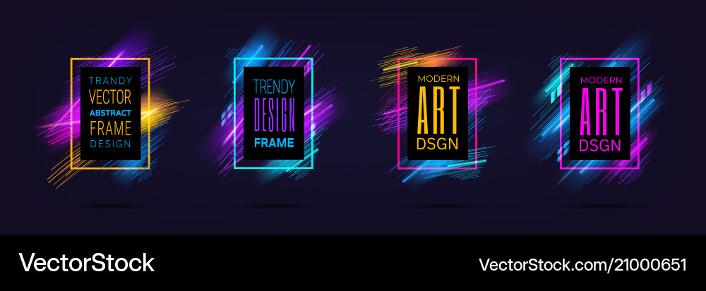 Modern frames with dynamic neon glowing Modern frames with dynamic neon glowing vector image