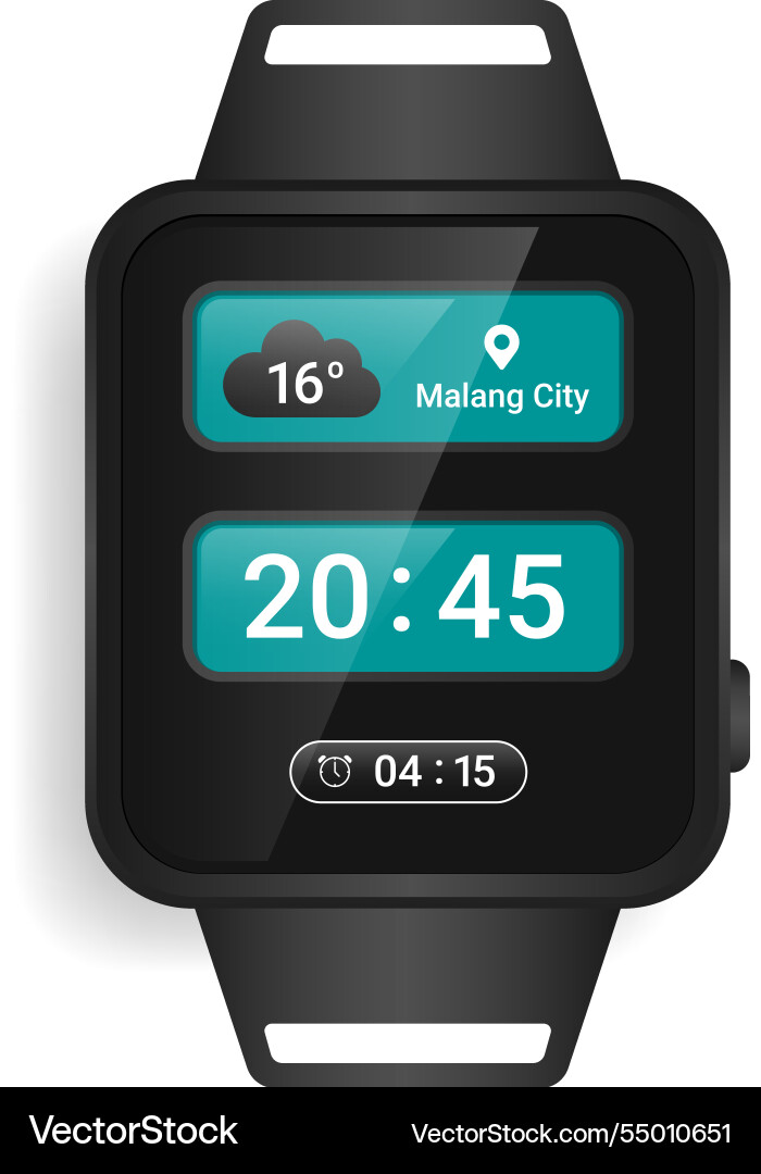 Modern smartwatch interface displaying time vector image