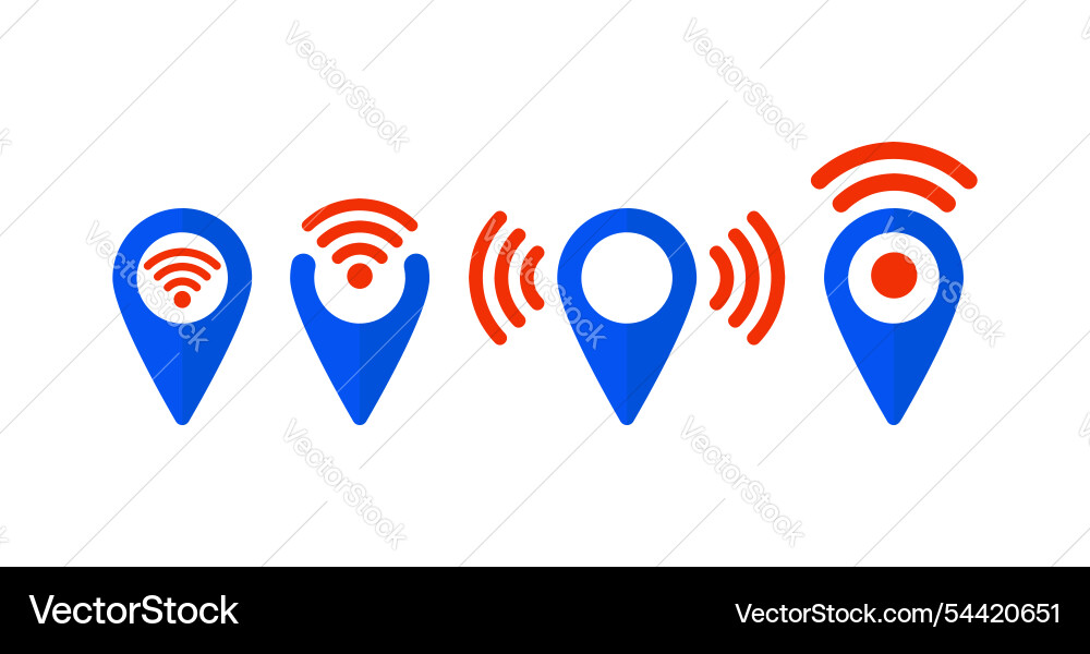 Pointer map with wifi internet signal connection Pointer map with wifi internet signal connection vector image
