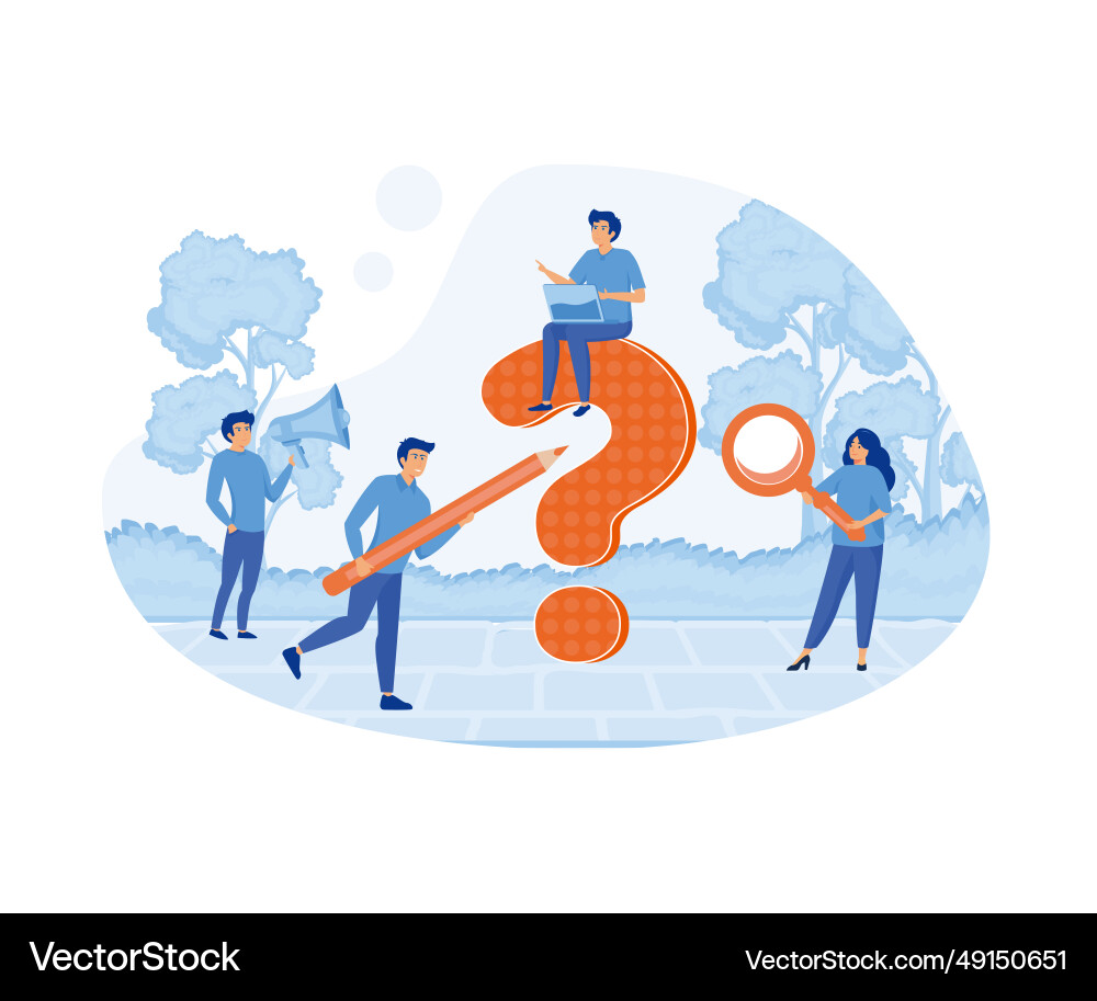 Q and a or faq concept with tiny people character Q and a or faq concept with tiny people character vector image