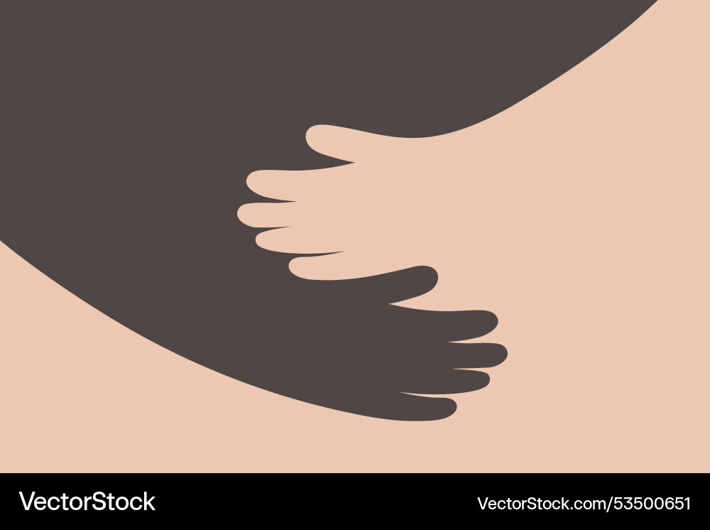 Simple image of hands hugging signifying Simple image of hands hugging signifying Vector Image