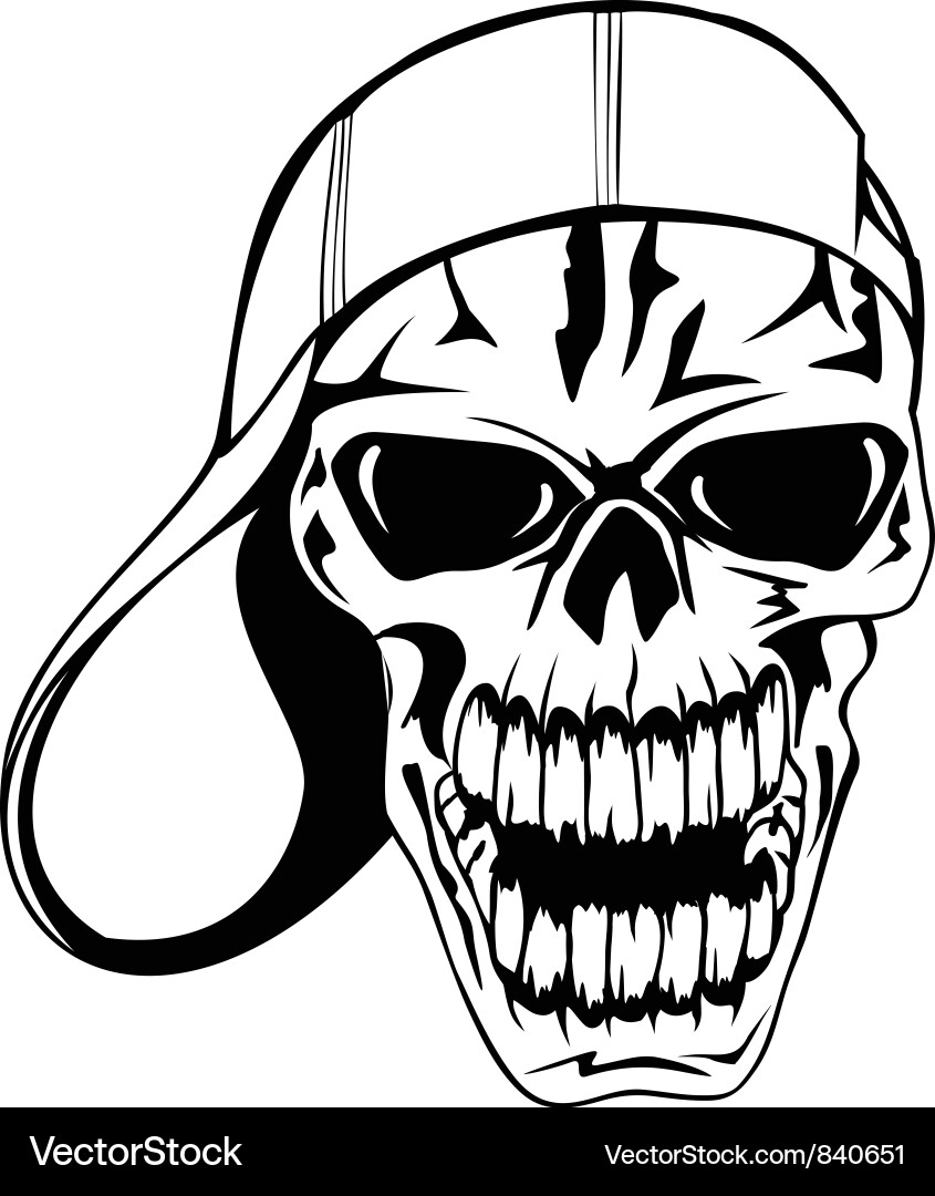 Skull with baseball hat shop
