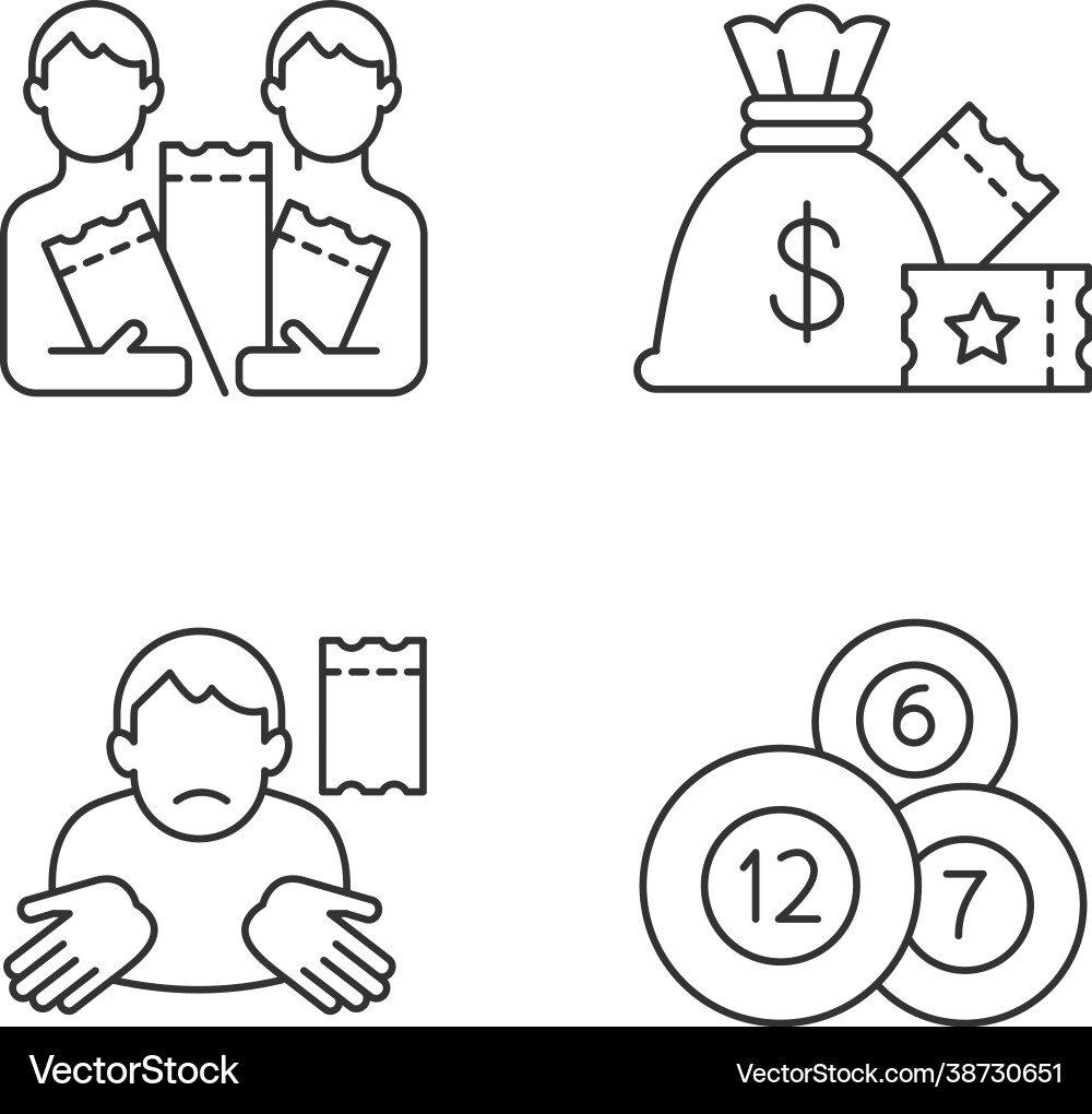 Taking part in lottery linear icons set Taking part in lottery linear icons set vector image