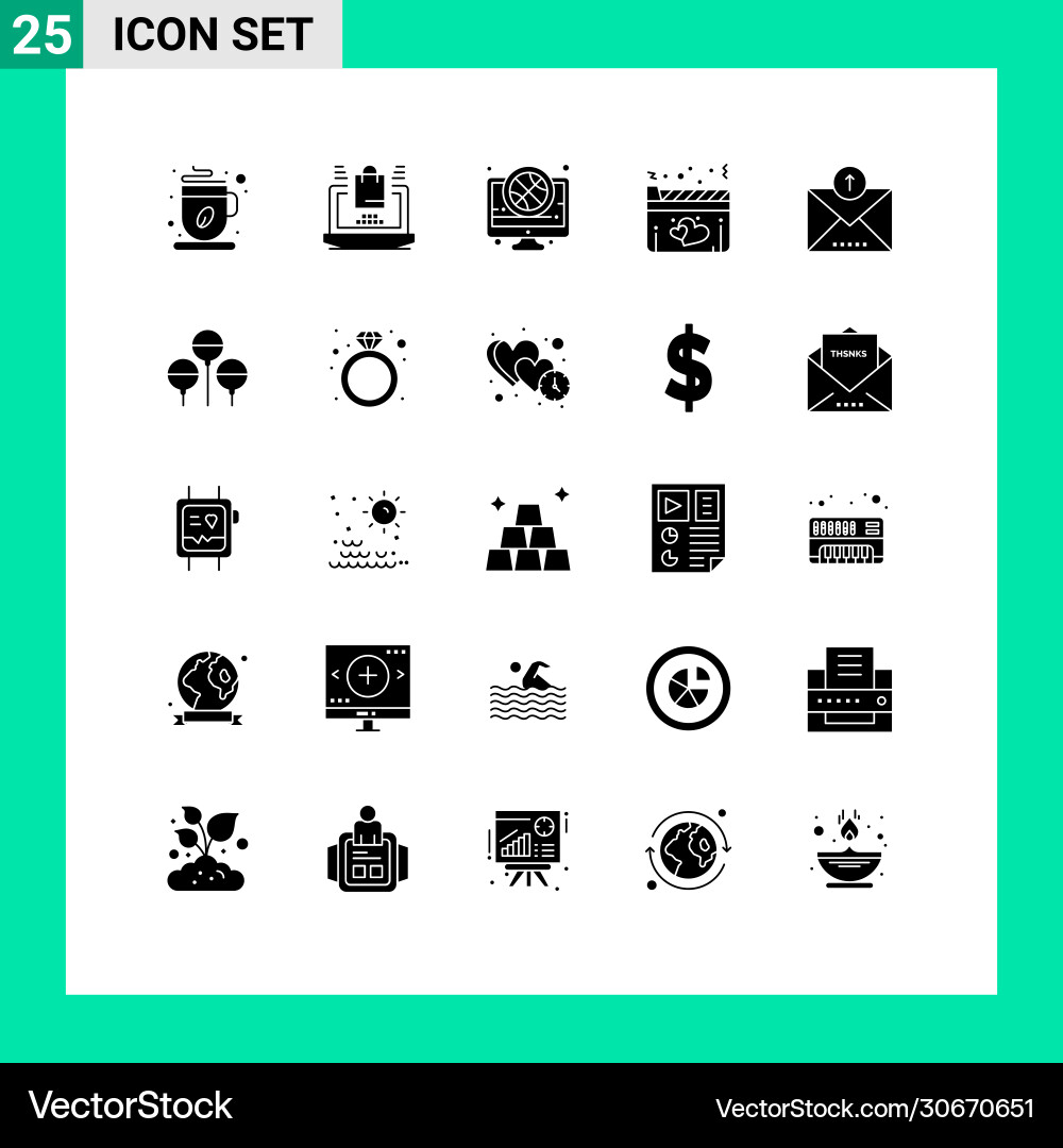 User interface pack 25 basic solid glyphs Vector Image