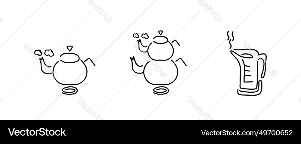 A set linear icons of teapots Vector Image