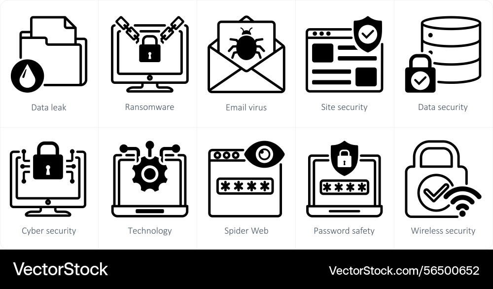 A set of 10 security icons as data leak vector image