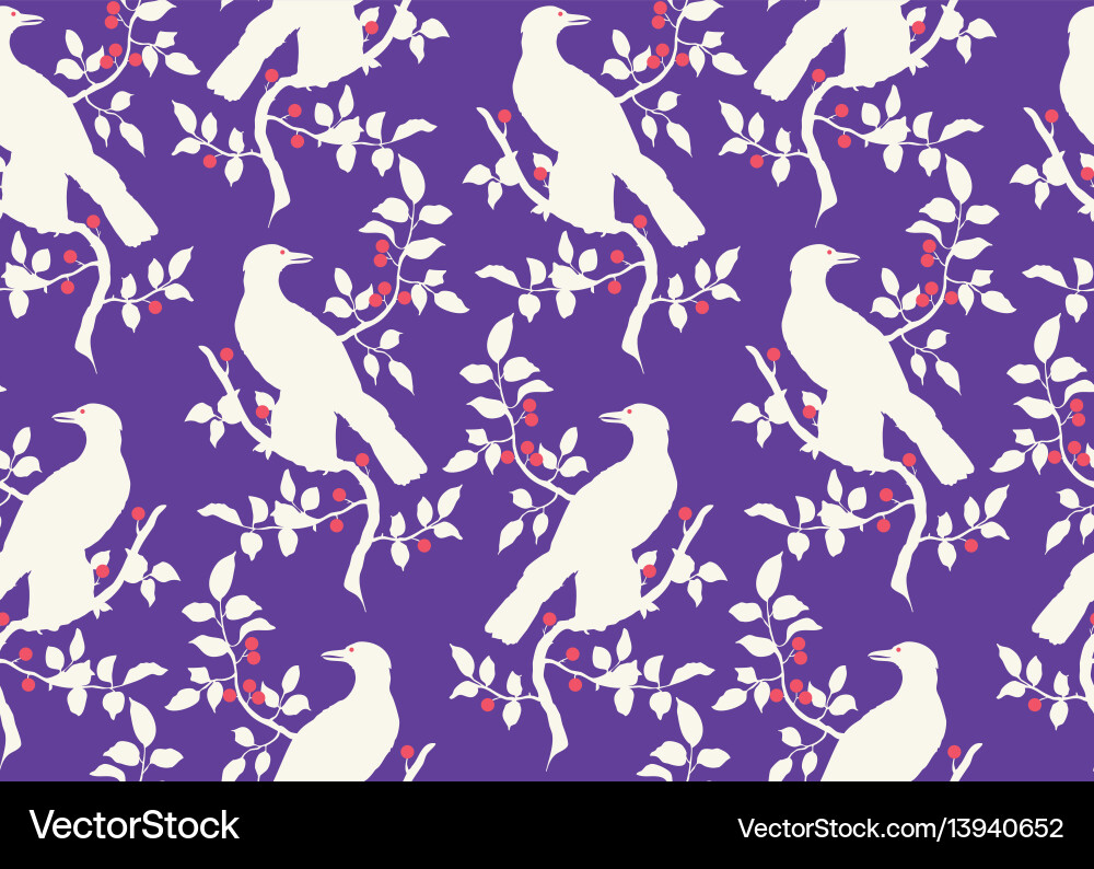 Branch with Birds Pattern Vector Image