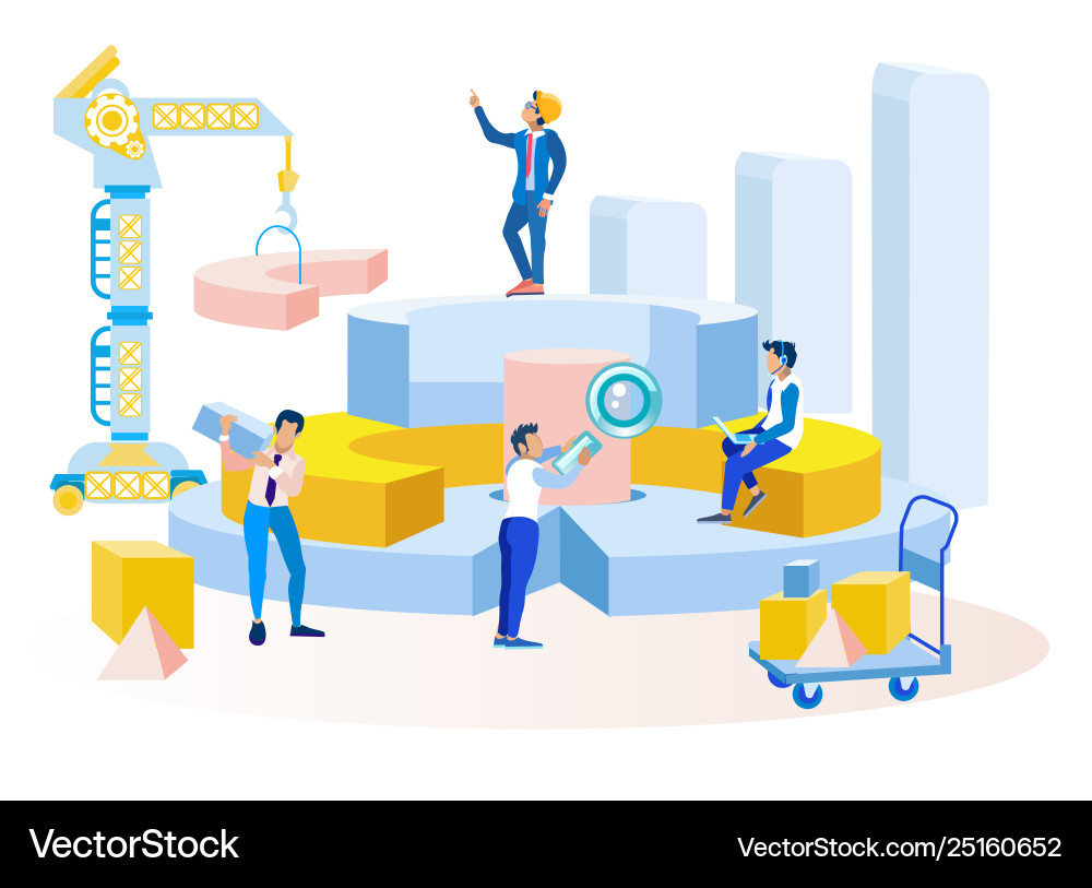 Business workflow data processing metaphor banner Business workflow data processing metaphor banner vector image