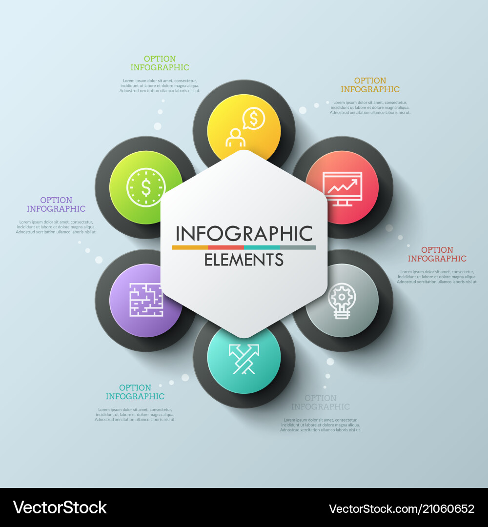 Circular Chart with Hexagon Elements Vector Image