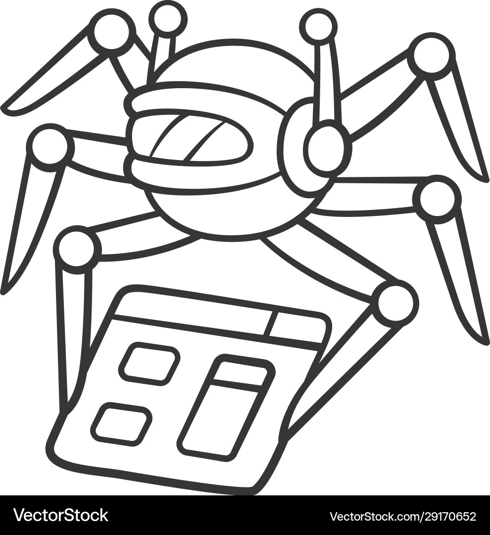 Crawler linear icon spiderbot search engine Crawler linear icon spiderbot search engine vector image